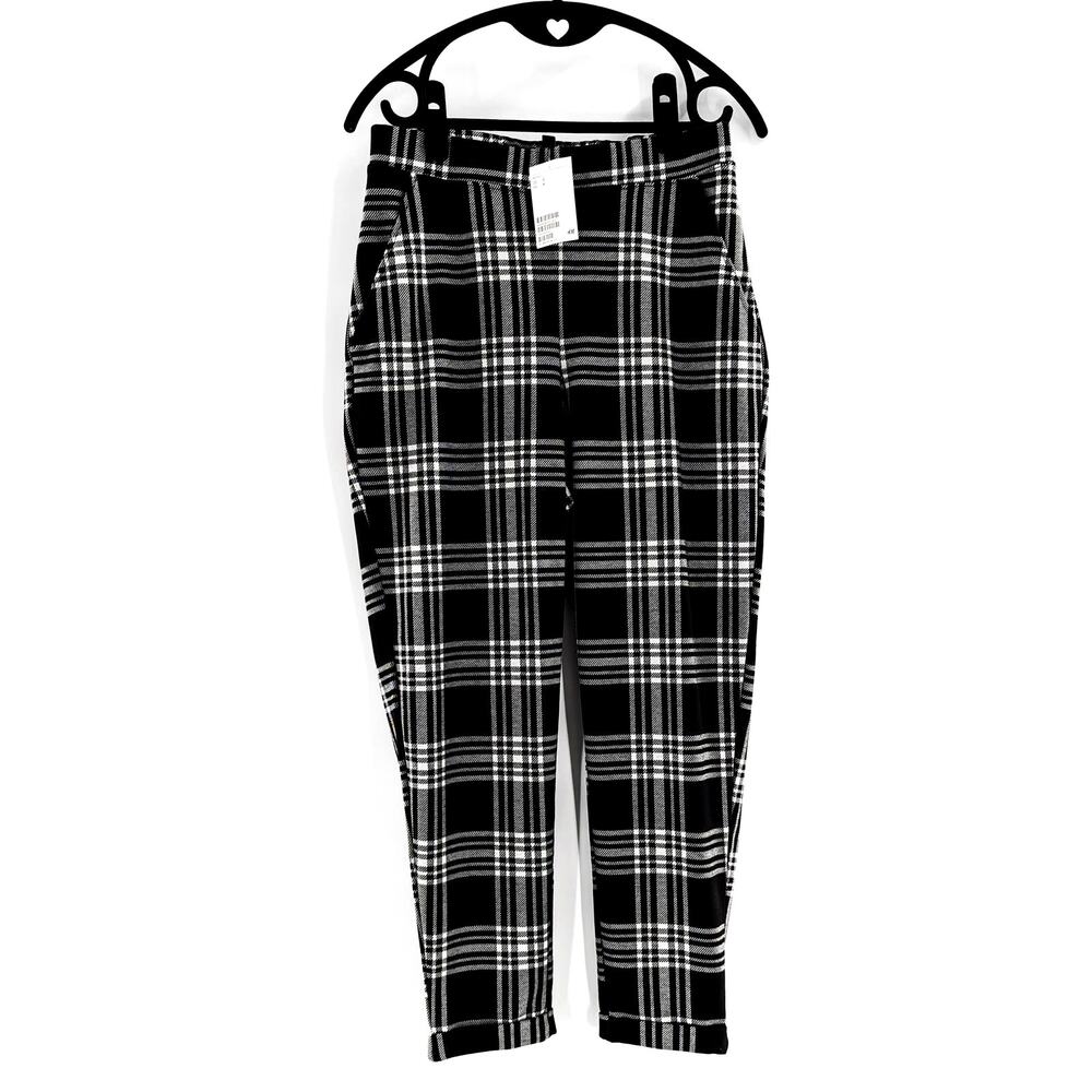 H&M Plaid Pants Trousers Black & White Size Small - Picture 9 of 9